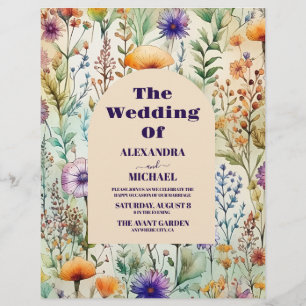 Flyer Casamento de Flores Selvagens Elegante de Água par