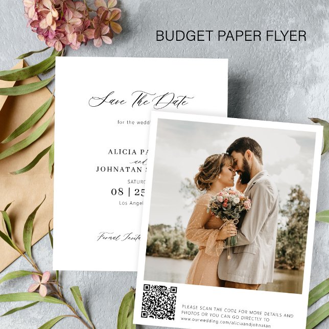 Flyer Casamento de foto de código QR de orçamento salvar (Criador carregado)