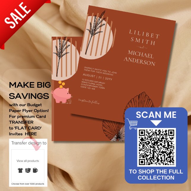 Flyer Casamento de Grass Abstrato Terracotta Pampas (Criador carregado)