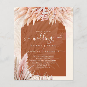 Flyer Casamento de Grass Terracotta Coral Pampas