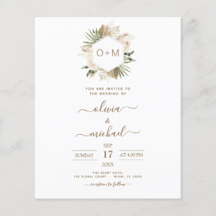 Flyer Casamento de Grass Tropicais de Pampas de Orçamen