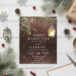 Flyer Casamento de madeira de pinho rústico de Natal inv