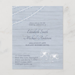 Flyer  Casamento de Mason Jar Rustic Blue-Rustic de BAIX