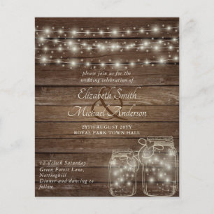 Flyer Casamento de Mason Jars Rustic de Orçamento Mais B