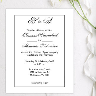 Flyer Casamento de Monogramas minimalista de orçamento p