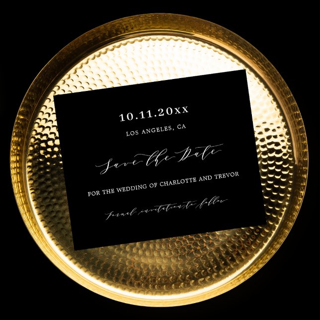 Flyer Casamento de orçamento branco preto Salve a data (Criador carregado)