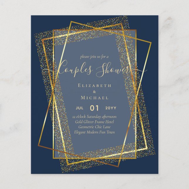 Flyer CASAMENTO de ORÇAMENTO Par QUADRO Geométrico Doura (Frente)