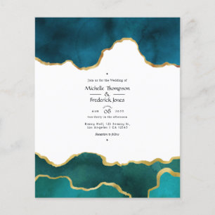 Flyer Casamento de Pedra Ágata Geodo Azul e Dourado