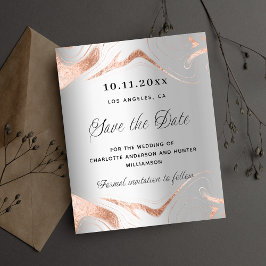 Flyer Casamento de rosa de ouro de prata salvar data