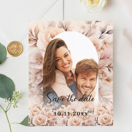 Flyer Casamento de rosa de pêssego Cream Arca Salve a Da