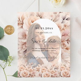 Flyer Casamento de rosa de pêssego Cream Arca Salve a Da