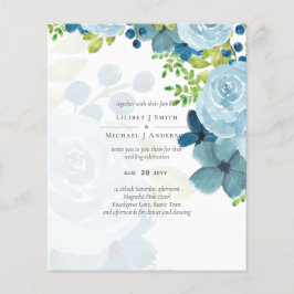 Flyer Casamento de Sábado com Flores Azuis com Dusty