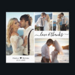 Flyer Casamento de Script de Colagem de Fotos do Orçamen<br><div class="desc">Orçamento, Elegante, Mão Minimalista, Manuscrito De "Amor e Obrigados" Script 4 Foto Collage Wedding Obrigado A personalizar barato de baixo orçamento. modelo de na moda do obrigado de casamento, com quatro (4) fotos na frente e uma foto na parte traseira. Com o texto "Amor e Obrigados" em uma letra de...</div>