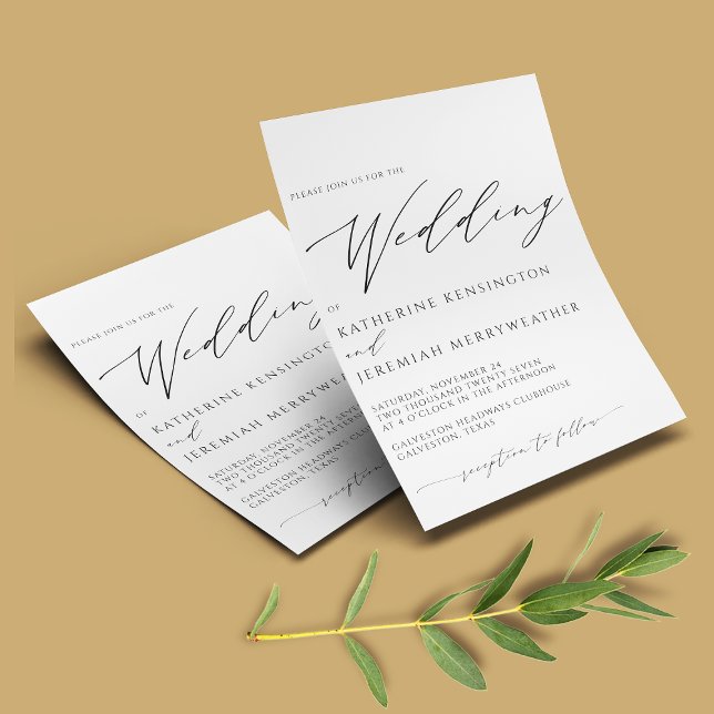 Flyer Casamento de Script Minimalista Elegante de PAPEL  (Criador carregado)