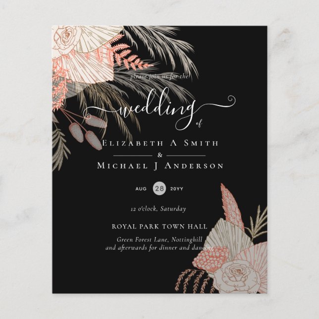 Flyer Casamento de Terracota com Grama Pampas Tropical (Frente)