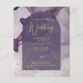 Flyer Casamento Dourado de Lavanda Roxo de Mente de Tint