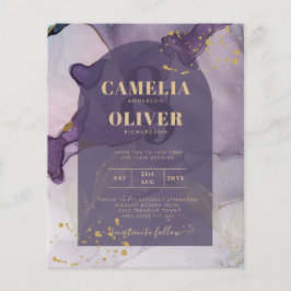 Flyer Casamento Dourado de Lavanda Roxo de Mente de Tint