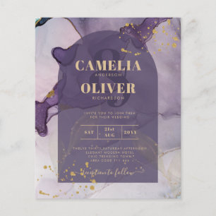 Flyer Casamento Dourado de Lavanda Roxo de Mente de Tint
