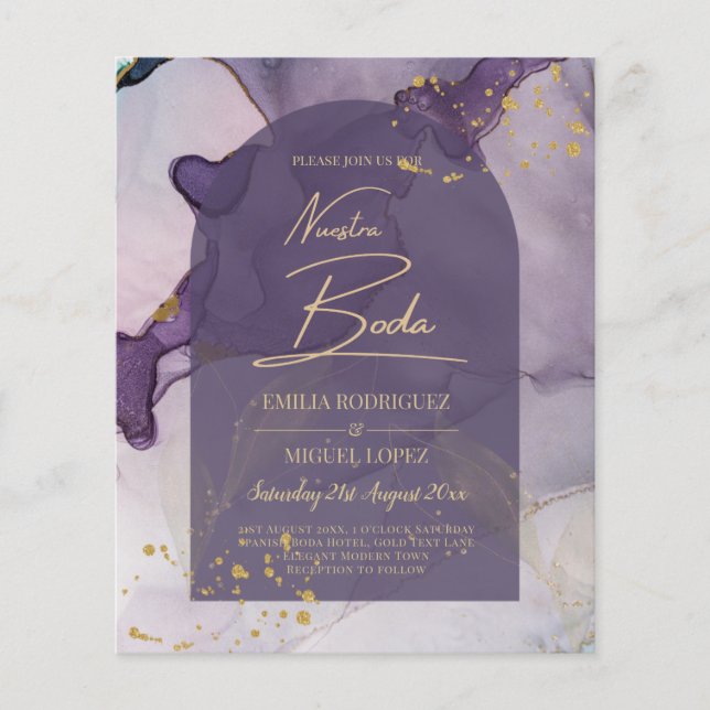 Flyer Casamento Dourado de Lavanda Roxo de Mente de Tint (Frente)