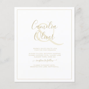 Flyer Casamento Dourado de Letra Branco Elegante F
