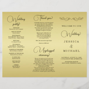 Flyer Casamento Dourado de luxo elegante