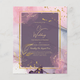 Flyer Casamento Dourado de Múrpura Roxo de Lavanda LeahG