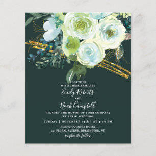 Flyer Casamento Dourado Floral de Lusas Verdes