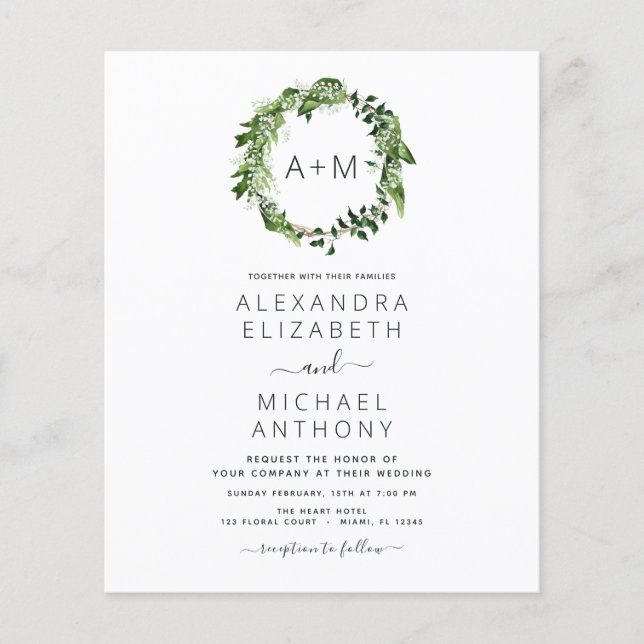 Flyer Casamento Emerald Green Greenery (Frente)