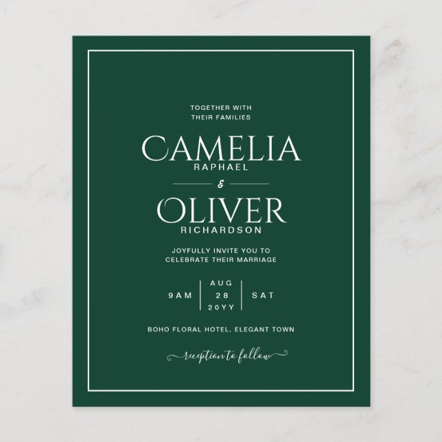 Flyer Casamento Emerald Green MONOCHROME (Frente)