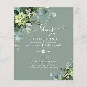 Flyer Casamento espanhol NUESTRA BODA Eucalyptus Greener