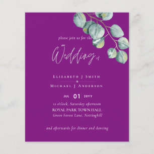 Flyer Casamento EUCALYPTUS Branco VIOLET Baixo Orçamento