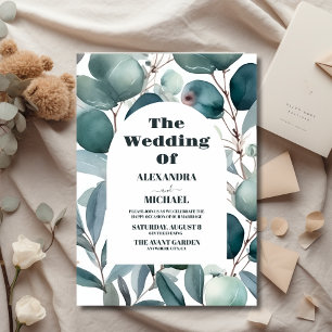 Flyer Casamento Eucalyptus com Aquarela Verde