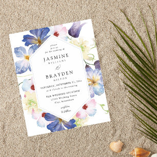 Flyer Casamento Floral Azul Roxo do Orçamento