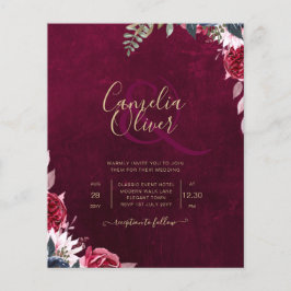 Flyer Casamento Floral Berry Wine