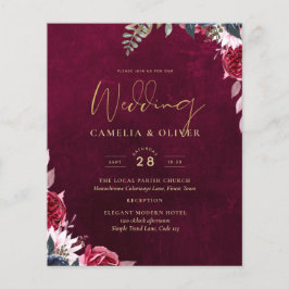 Flyer Casamento Floral Berry Wine
