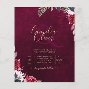 Flyer Casamento Floral Berry Wine