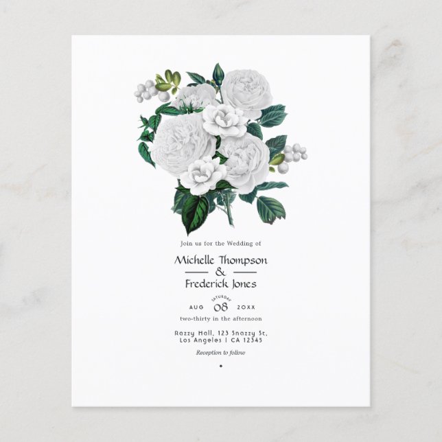 Flyer Casamento Floral Branco (Frente)