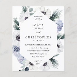 Flyer Casamento Floral Branco de Inverno de Anêmona Orça