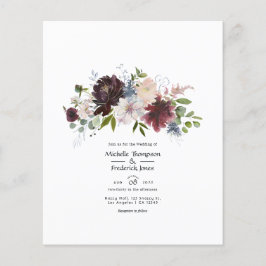 Flyer Casamento Floral Burgundy, Navy e Blush