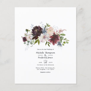 Flyer Casamento Floral Burgundy, Navy e Blush