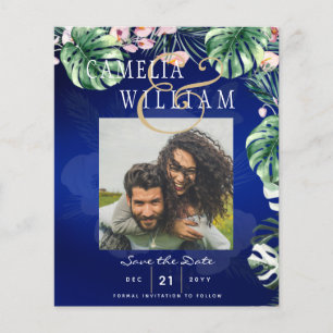 Flyer Casamento Floral Cor-de-Rosa Verde-Tropical LeahG