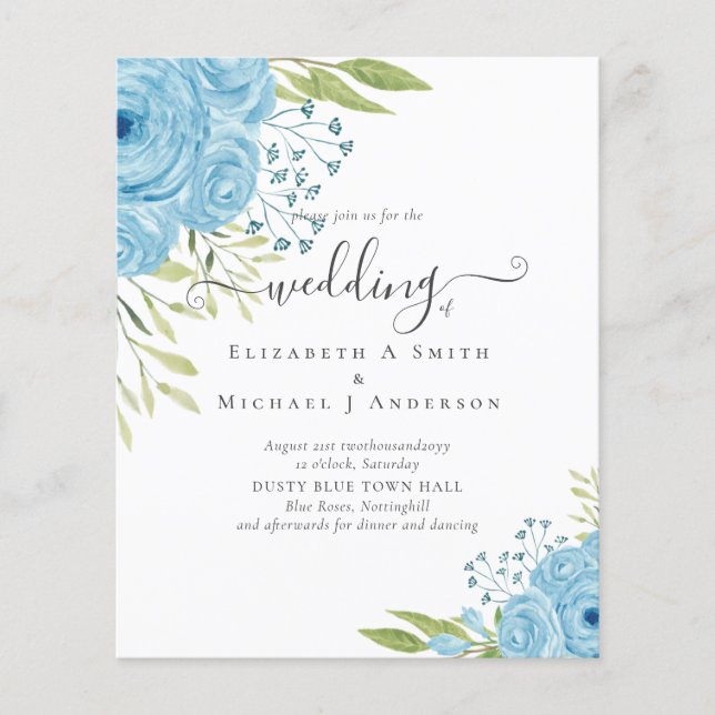 Flyer Casamento Floral de Aqua Blue (Frente)