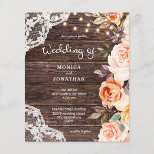 Flyer Casamento Floral De Madeira De Orçamento, Lace, R