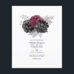 Flyer Casamento Floral de Marsala, Negra e Prata<br><div class="desc">Elegante marsala,  convite para o casamento de flores de glitter preto e prateado. Os envelopes não estão incluídos. Para convites mais espessos com envelopes incluídos e produtos correspondentes no mesmo tema,  consulte a coleção abaixo.</div>