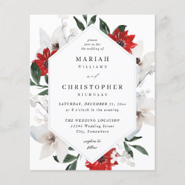 Flyer Casamento Floral de Natal Vermelho e Branco