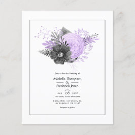 Flyer Casamento Floral Lilás e Carvão