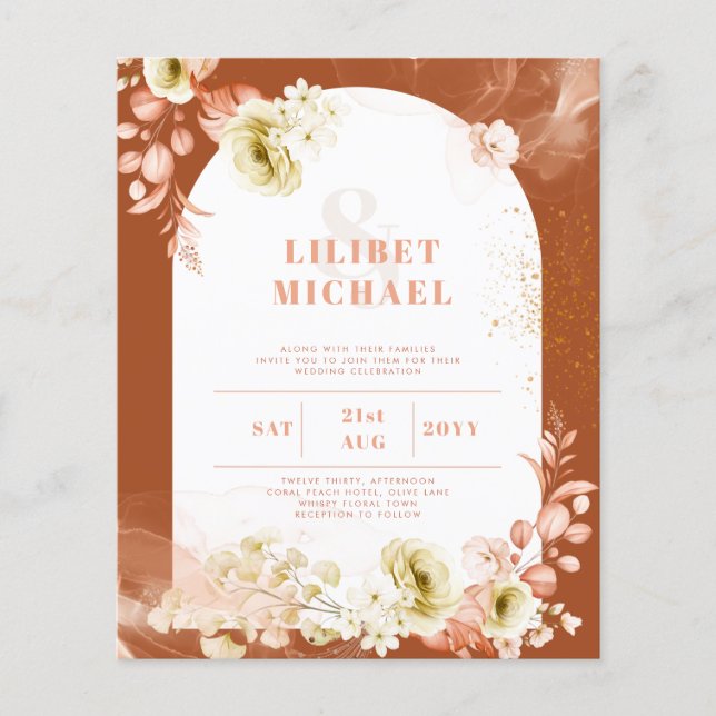 Flyer Casamento Floral Mix Boho (Frente)