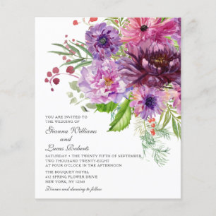 Flyer Casamento Floral Monocromático De Cor De Água P