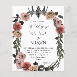 Flyer Casamento Floral Preto e Rosa de Halloween