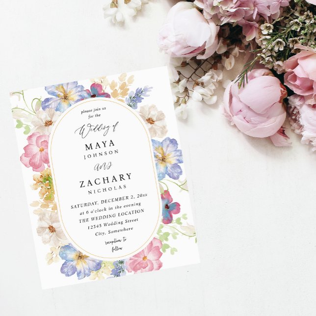 Flyer Casamento Floral Puro e Rosa Branco do Orçamento (Criador carregado)